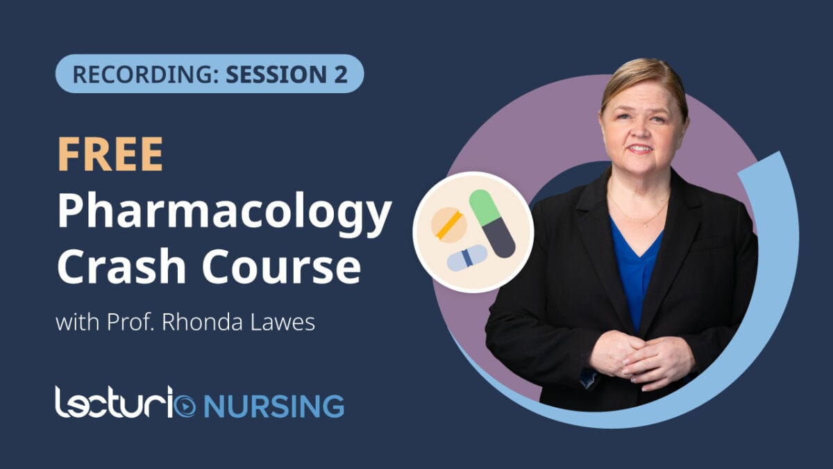 Promotional graphic for free pharmacology crash course, session 2.