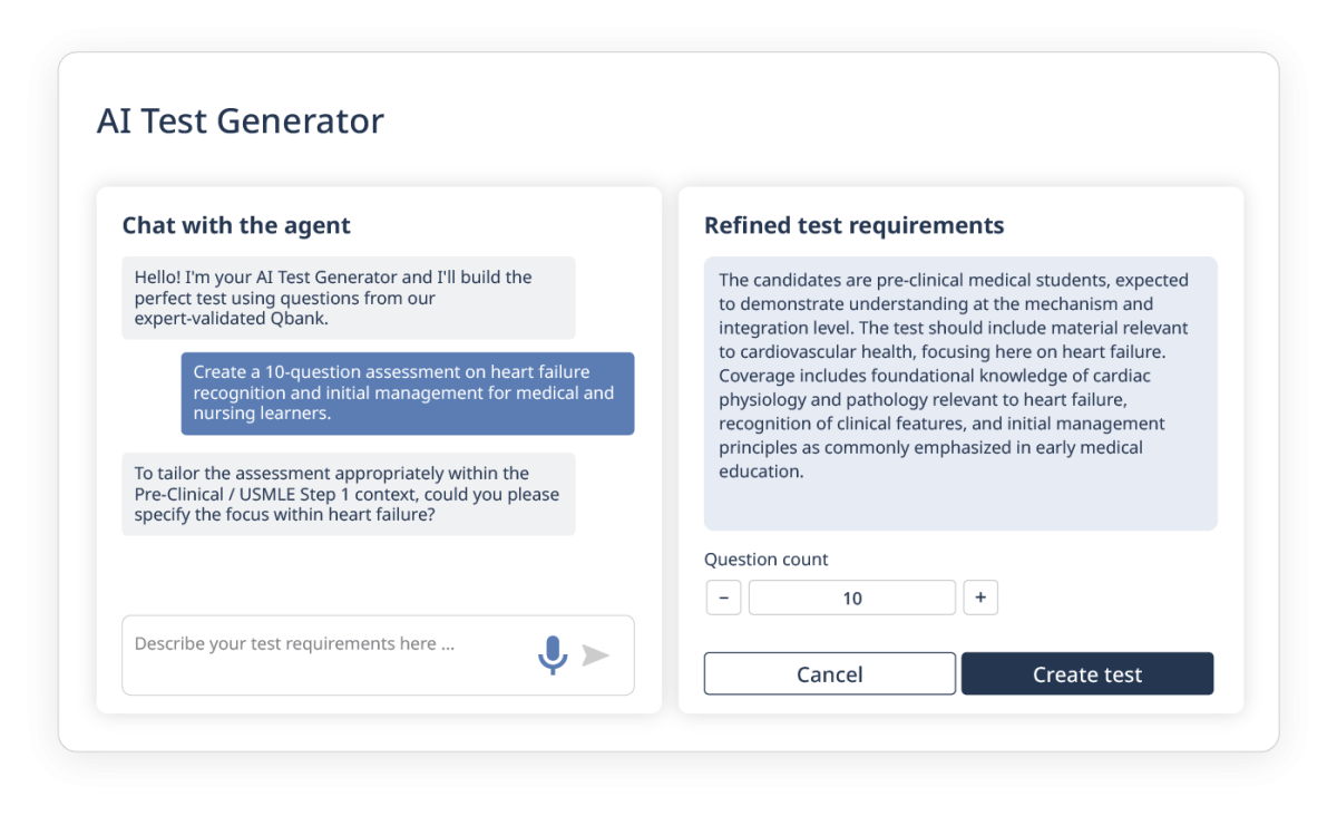 Parts of the lecturio ai test generator