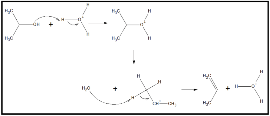Acid-catalyzed dehydration reaction of 2-propanol