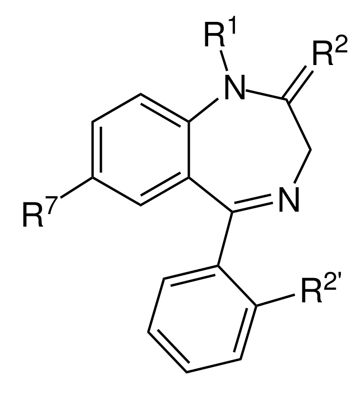 Estrutura básica do anel de benzodiazepina