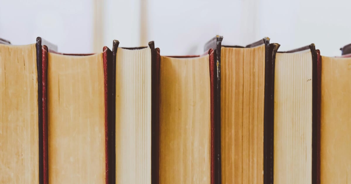 Stack of books in a row