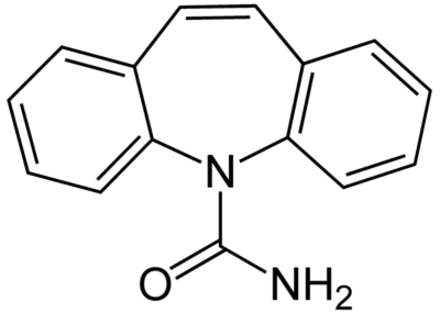 Chemical structure of carbamazepine