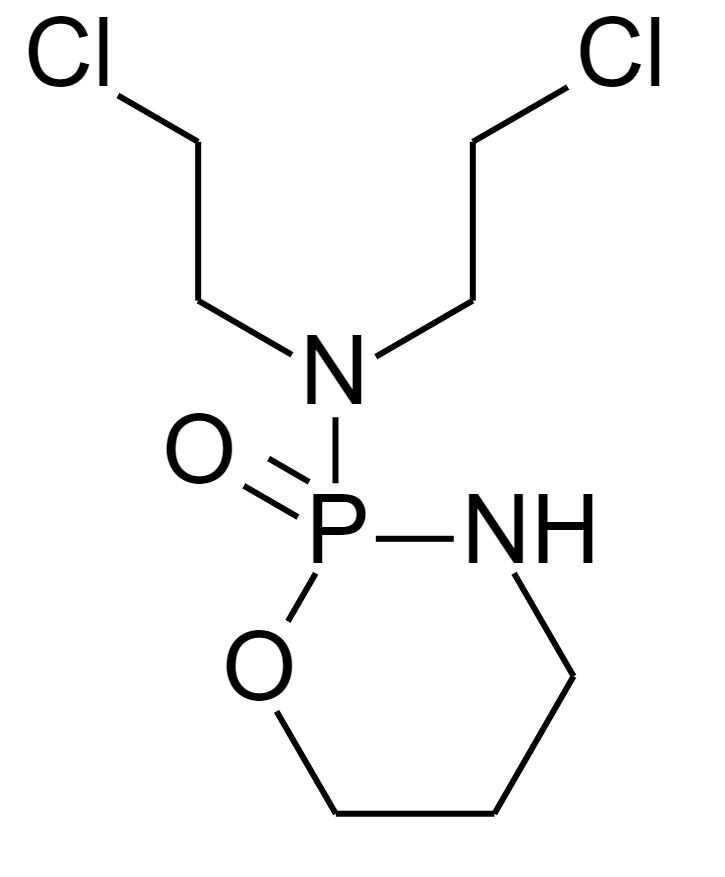 Estructura química de la ciclofosfamida.