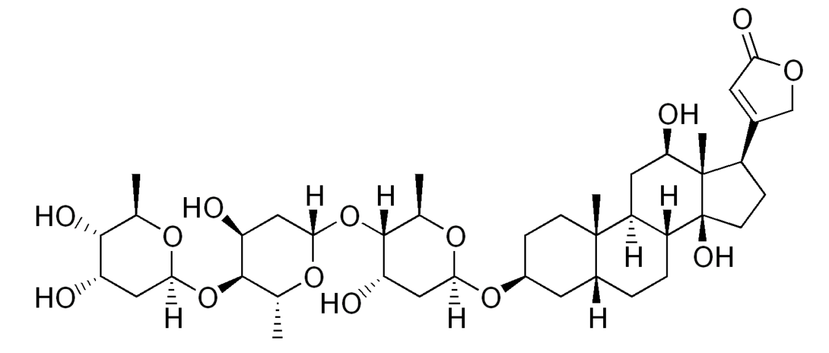 Estructura química de los glucósidos cardíacos de digoxina