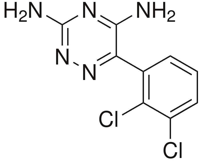 Chemical structure of lamotrigine