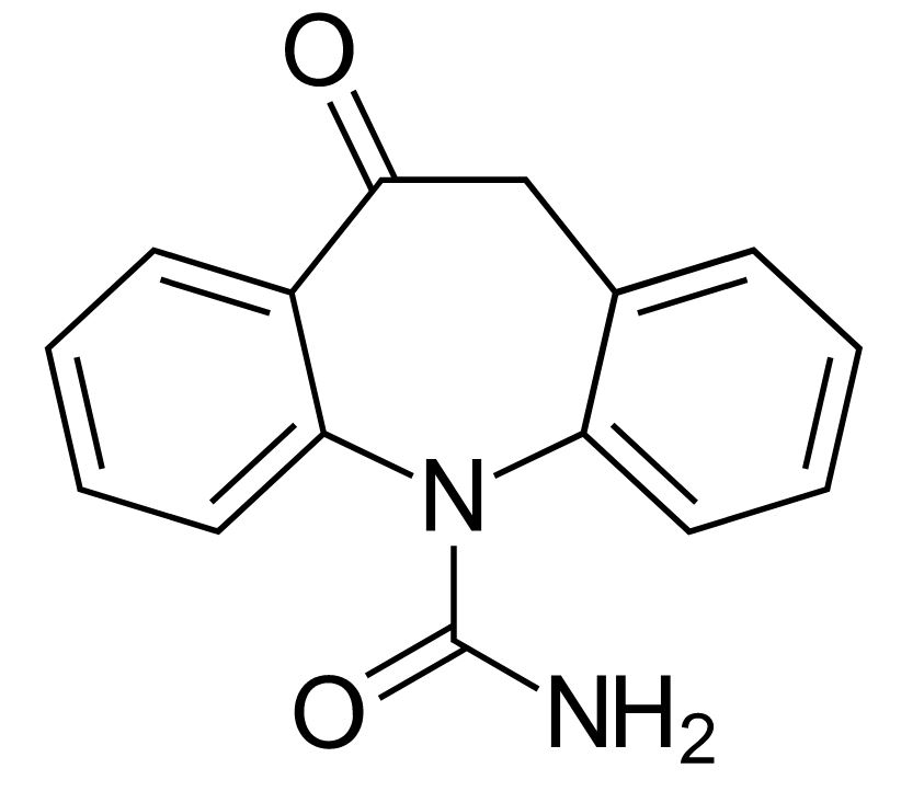 Chemical structure of oxcarbazepine