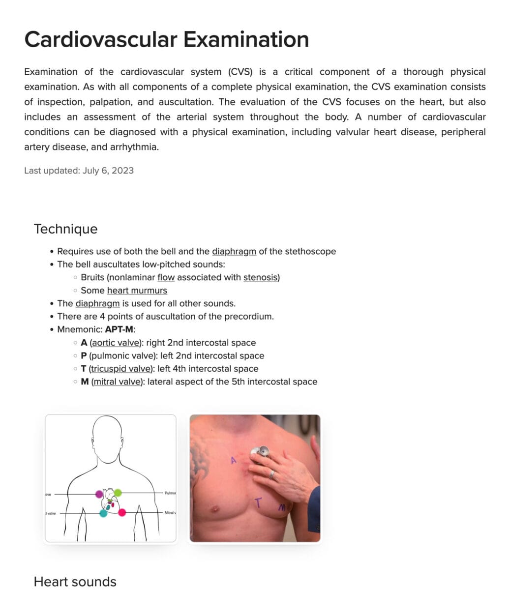 Concept pages snippit cardiovascular examination white