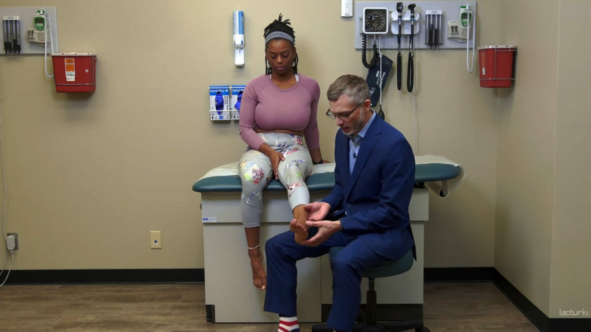 Examination of foot and ankle and physical findings Examination of foot and ankle and physical findings