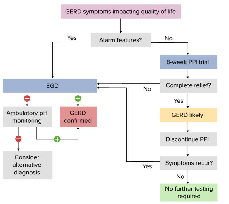 Gastroesophageal Reflux Disease GERD Clinical Concise Medical   GERD Algorithm 768x683 