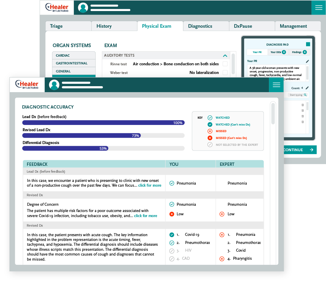 Healer medical software interface for residency programs.