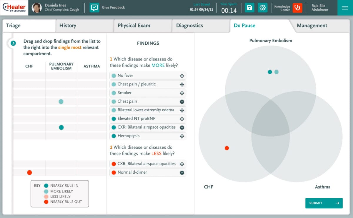 Healer clinical decision support for cough with pe, chf, and asthma.