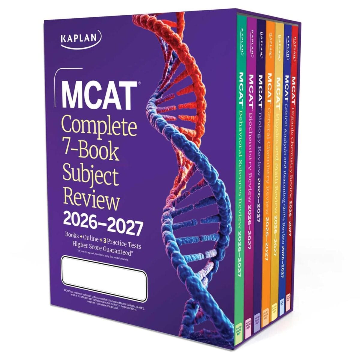 Image of kaplan's mcat complete subject review book covers