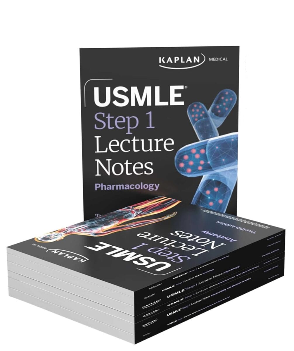 Book covers of kaplan's usmle step 1 lecture notes