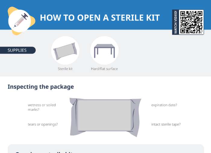 Thumbnail of lecturio's how to open a sterile kit cheat sheet