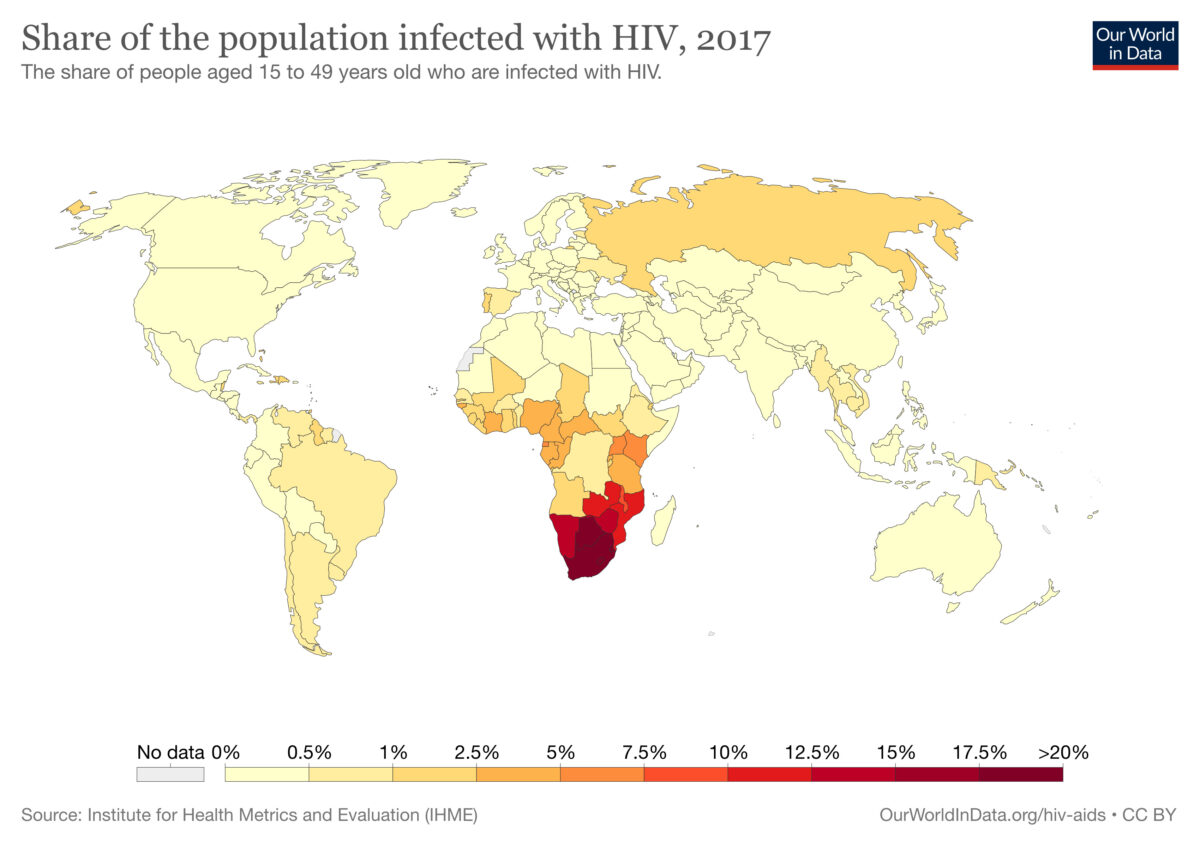 Población infectada por el vih en 2017