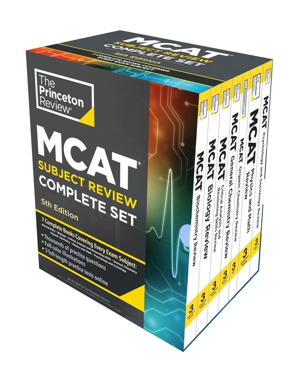 Image of the princeton review's mcat complete subject review book covers