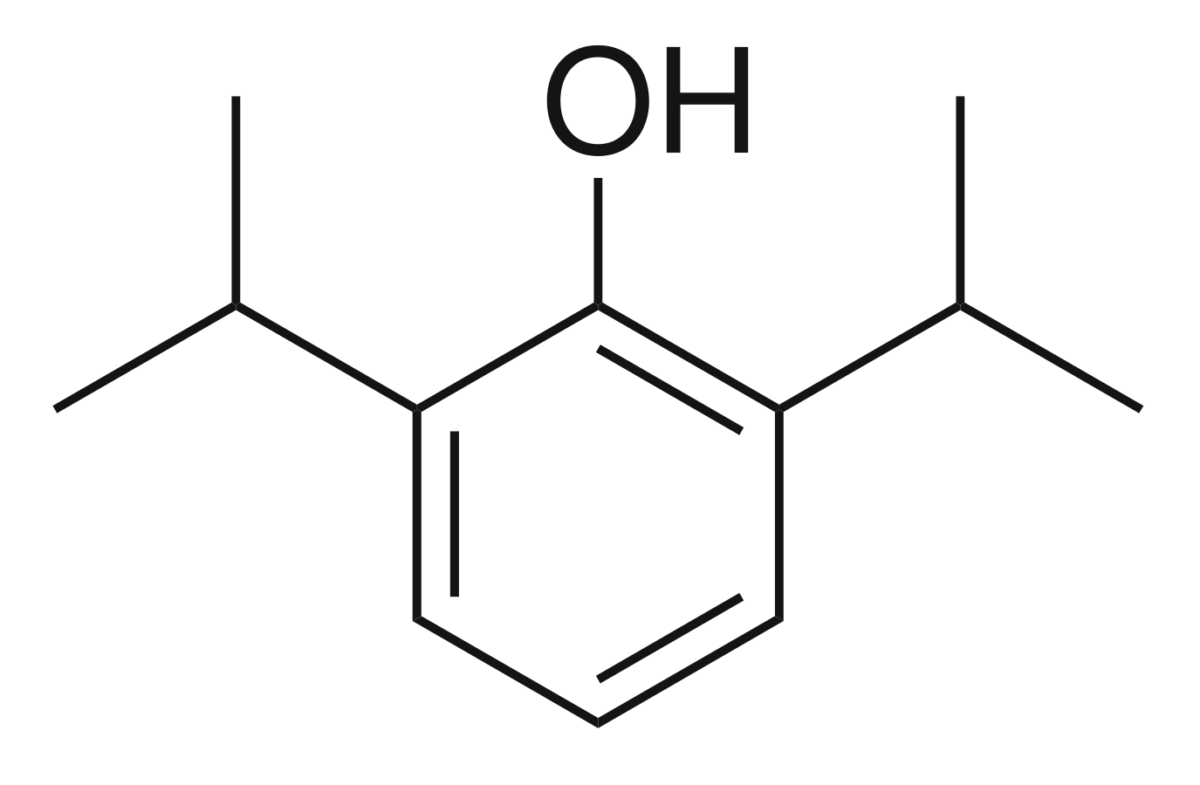 A estrutura química do propofol