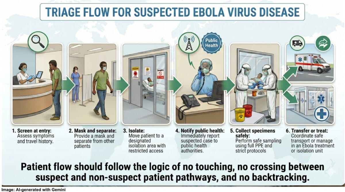Triage flow for suspected Ebola Virus Disease