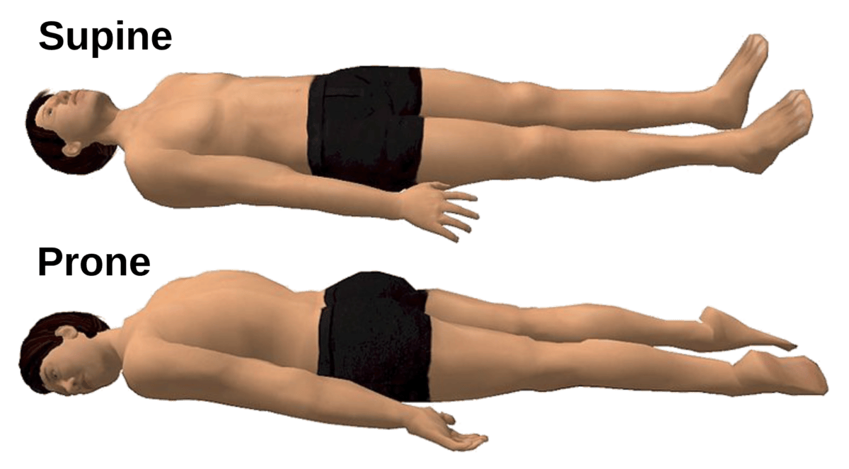Supine and prone positions