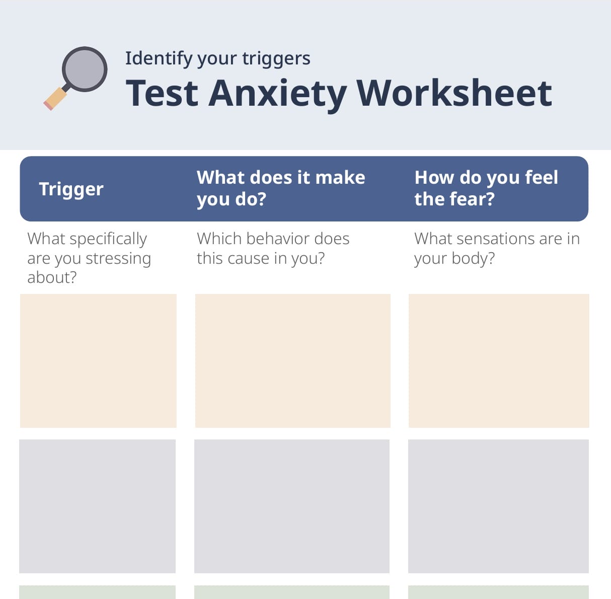 Test anxiety worksheet by lecturio