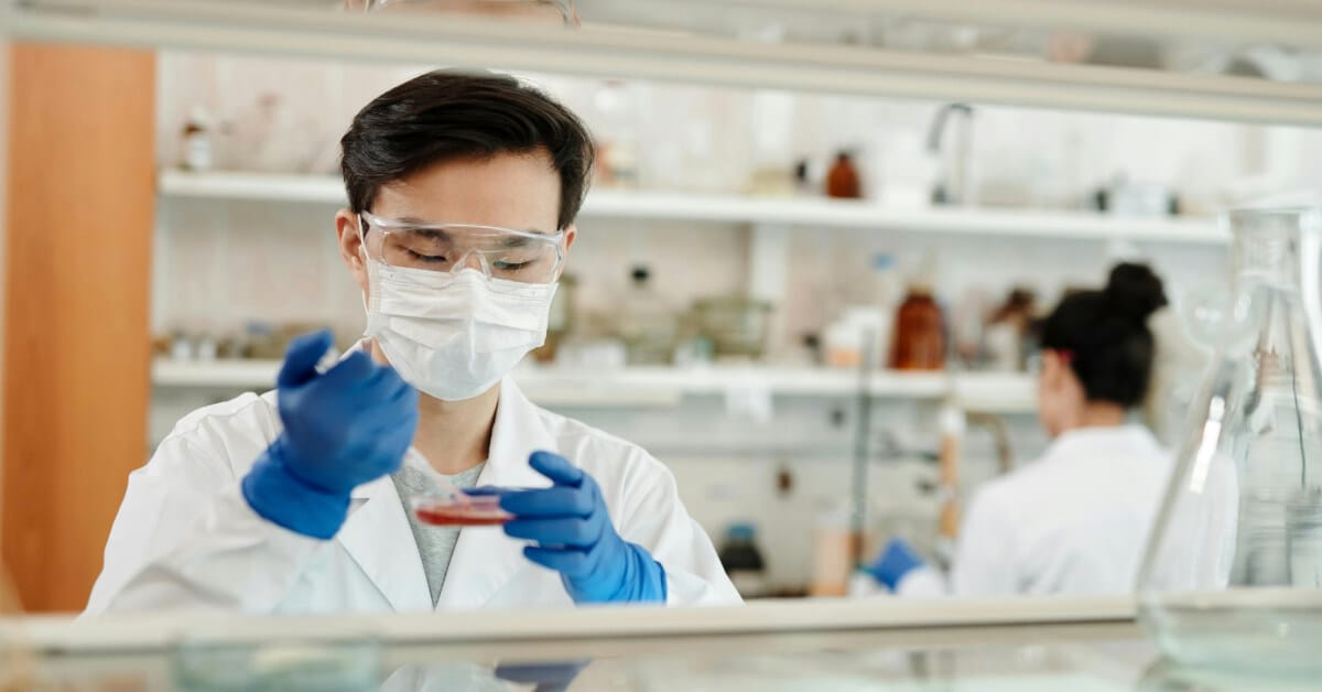 Man and woman in lab coats
