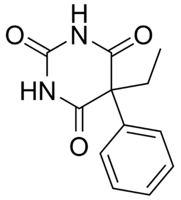 Chemical structure of phenobarbital 1st generation anticonvulsant drugs